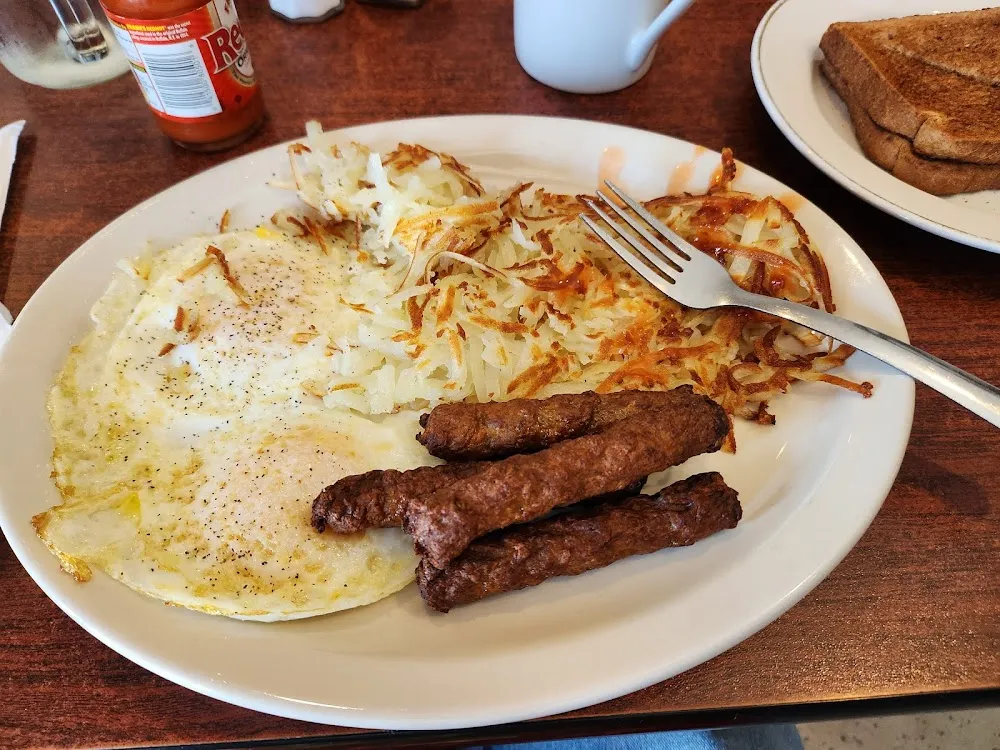 Eggs with Hash Browns and Toast